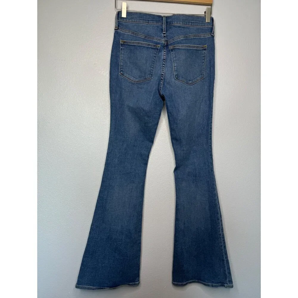 J.Crew Womens Full Length Flare Denim Jeans 4 Button Fly SZ 25 Retro Stretch